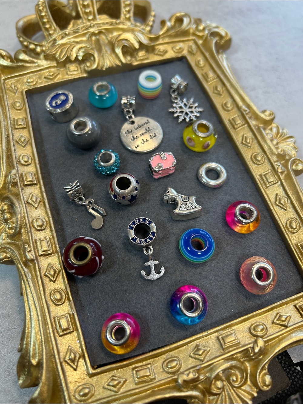 Craft! European Style Multicolor Glass, Acrylic & Silver Slider Charm Beads